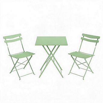 3 pc Patio Bistro Set Metal Table & Weather Resistant Chairs, Outdoor Garden,Porch Furniture