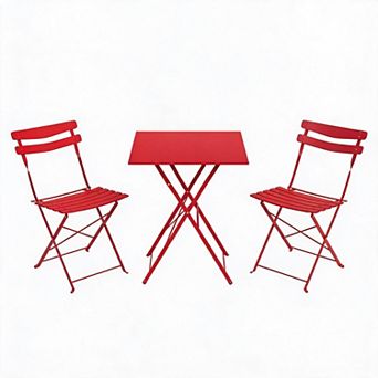 3 pc Patio Bistro Set Metal Table & Weather Resistant Chairs, Outdoor Garden,Porch Furniture
