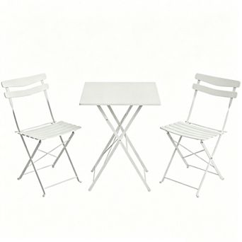 3 pc Patio Bistro Set Metal Table & Weather Resistant Chairs, Outdoor Garden,Porch Furniture