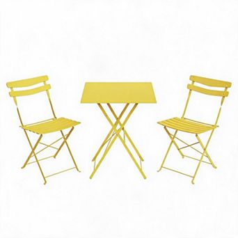 3 pc Patio Bistro Set Metal Table & Weather Resistant Chairs, Outdoor Garden,Porch Furniture
