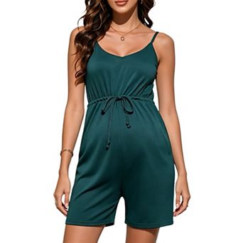 Women's Sleeveless Adjustable Waist Belt Loose Soft Casual Maternity Jumpsuit
