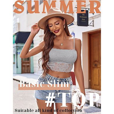 Avidlove Lace Tank Tops for Women Tube Fitted Basic Cami Undershirt