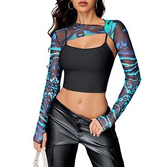 Avidlove Festival Outfits for Women Sheer Mesh Top Concert Outfit Rave Outfits