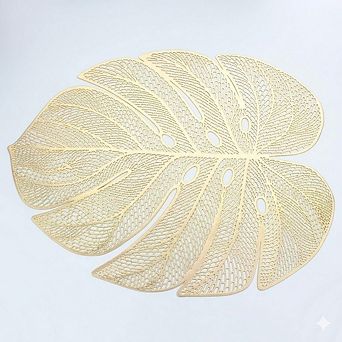 Leaf-Shaped Vinyl Placemats, Wipeable & Durable, Set of 4