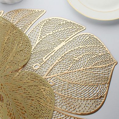 Leaf-Shaped Vinyl Placemats, Wipeable & Durable, Set of 4