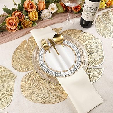 Leaf-Shaped Vinyl Placemats, Wipeable & Durable, Set of 4