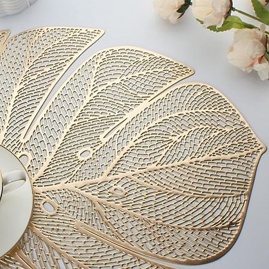Leaf-Shaped Vinyl Placemats, Wipeable & Durable, Set of 4