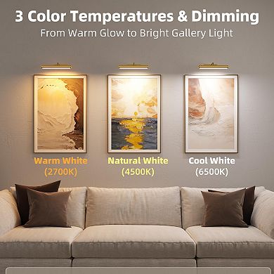 Wireless Picture Light 13inch Rechargeable LED Art Light with Remote 3 Color Temps Dimmable Gallery