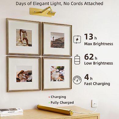 Wireless Picture Light 13inch Rechargeable LED Art Light with Remote 3 Color Temps Dimmable Gallery