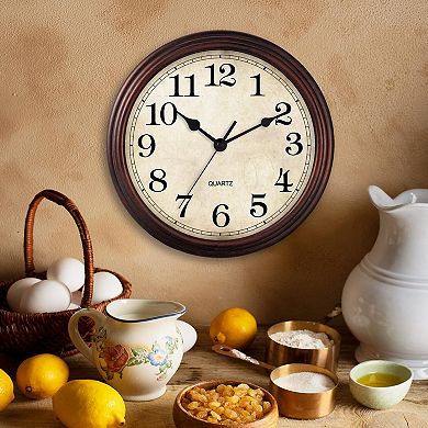 Wall Clock 9 Inch Silent Non Ticking Classic Decorative for Living Room Bedroom Kitchen Office