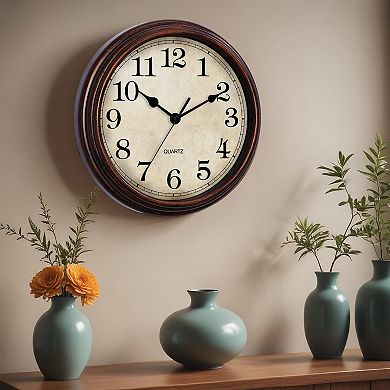 Wall Clock 9 Inch Silent Non Ticking Classic Decorative for Living Room Bedroom Kitchen Office