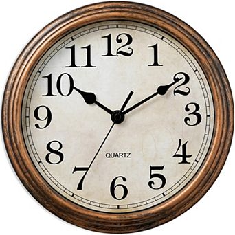 Wall Clock 9 Inch Silent Non Ticking Classic Decorative for Living Room Bedroom Kitchen Office