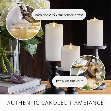 Realistic LED Pillar Candles Set of 3 Moving Flame Remote Control Timer Battery Operated Safe