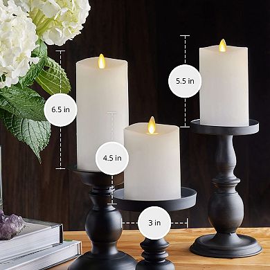 Realistic LED Pillar Candles Set of 3 Moving Flame Remote Control Timer Battery Operated Safe