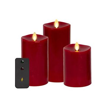 Realistic LED Pillar Candles Set of 3 Moving Flame Remote Control Timer Battery Operated Safe