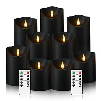 LED Candles with Remote Timer 2/4/6/8H Flickering Flameless Set of 9, (D3 x H 3" 4" 5" 6" 7")