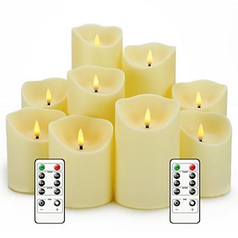 LED Candles with Remote Timer 2/4/6/8H Flickering Flameless Set of 9, (D3 x H 3" 4" 5" 6" 7")