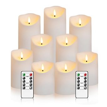 LED Candles with Remote Timer 2/4/6/8H Flickering Flameless Set of 9, (D3 x H 3" 4" 5" 6" 7")