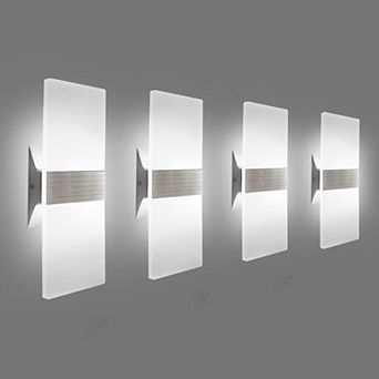 Modern Wall Sconces LED Light 10W 6000K White Up Downlight Hardwired Set of 2 for Living Room