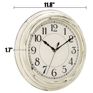 Silent Wall Clock 11.8 Inch Vintage Non Ticking Quartz Round Rustic for Living Room Kitchen Home