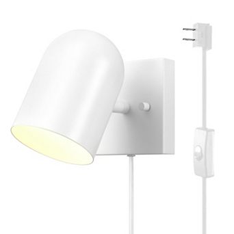Wall Sconce Plug-in Hardwire 1-Light Matte Square Metal Shade E12 Base 60W Living Room Bedroom