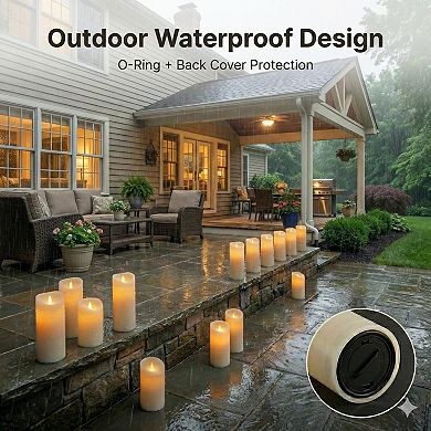 LED Candles 12 Pack Waterproof Outdoor Indoor with Remote Timer 4"5"6" Flickering Flameless