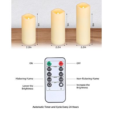 LED Candles 12 Pack Waterproof Outdoor Indoor with Remote Timer 4"5"6" Flickering Flameless