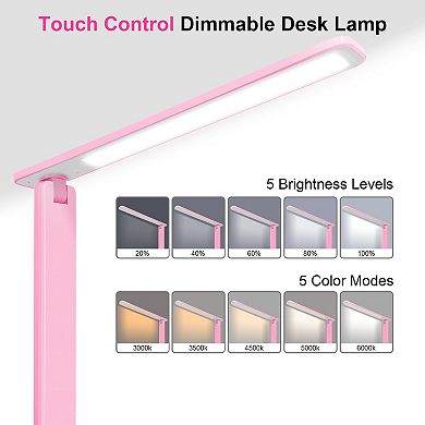 LED Desk Lamp Dimmable 5 Lighting Modes USB Charging Port 30/60 Min Timer