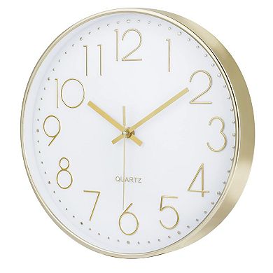 Silent 12 Inch Wall Clock 3D Numbers Modern Analog Non-Ticking for Living Room Bedroom Kitchen