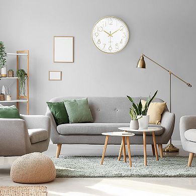 Silent 12 Inch Wall Clock 3D Numbers Modern Analog Non-Ticking for Living Room Bedroom Kitchen