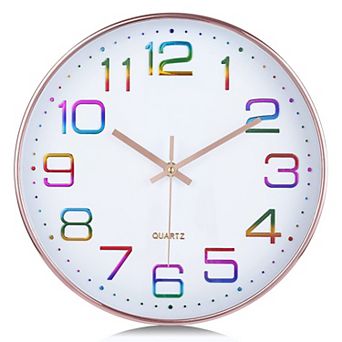Silent 12 Inch Wall Clock 3D Numbers Modern Analog Non-Ticking for Living Room Bedroom Kitchen