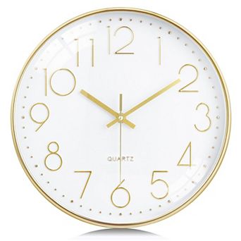 Silent 12 Inch Wall Clock 3D Numbers Modern Analog Non-Ticking for Living Room Bedroom Kitchen