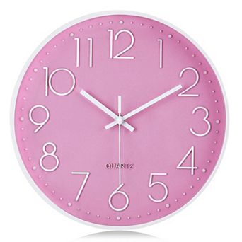 Silent 12 Inch Wall Clock 3D Numbers Modern Analog Non-Ticking for Living Room Bedroom Kitchen