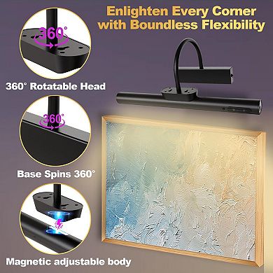 Dimmable Cordless Picture Light Rechargeable Wall Sconce with Remote Timer for Gallery Artwork