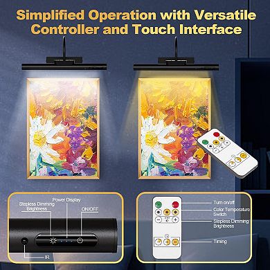 Dimmable Cordless Picture Light Rechargeable Wall Sconce with Remote Timer for Gallery Artwork