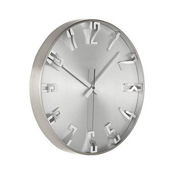 Wall Clock with Raised Numerals Quiet Sweep Glass Lens Quartz Movement Battery Operated