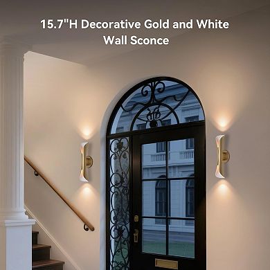 Mid Century Modern Wall Sconce Up Down Light Hardwired Dimmable Aluminum 15.7" Indoor