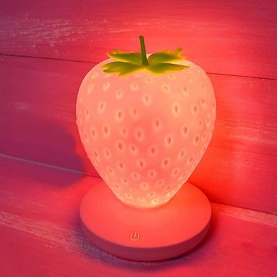 Strawberry Night Light Cute Silicone Lamp LED Bedside Color Changing 3 Modes Touch USB Rechargeable