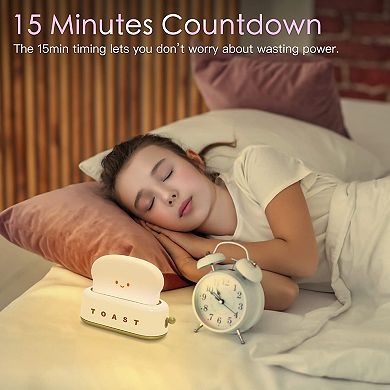 Cute Toast Lamp Night Light Rechargeable Dimmable Timer Bedroom Bedside Table Decor Gifts