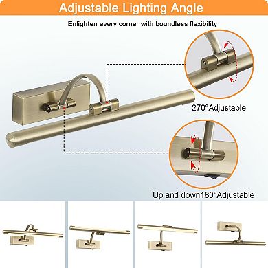 Rechargeable LED Picture Light Wireless Art Gallery Lamp 15.7" Adjustable Arm Dimmable Remote Timer