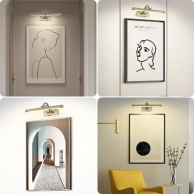 Rechargeable LED Picture Light Wireless Art Gallery Lamp 15.7" Adjustable Arm Dimmable Remote Timer