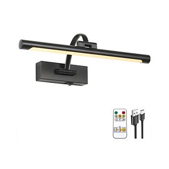 Rechargeable LED Picture Light Wireless Art Gallery Lamp 15.7" Adjustable Arm Dimmable Remote Timer