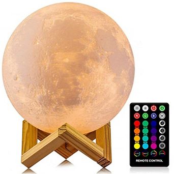 Moon Lamp 16 Colors LED Night Light 3D Printing 4.8 Inch with Stand Remote Touch Control Timing