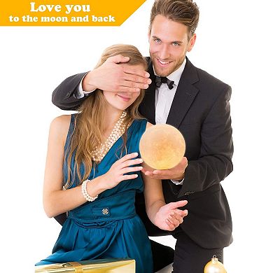 Moon Lamp 16 Colors LED Night Light 3D Printing 4.8 Inch with Stand Remote Touch Control Timing