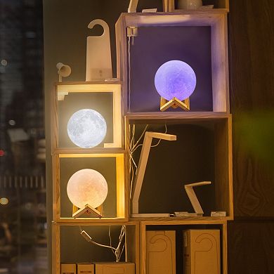 Moon Lamp 16 Colors LED Night Light 3D Printing 4.8 Inch with Stand Remote Touch Control Timing