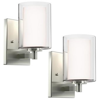 Wall Sconces Set of 2 Modern Vanity Lights Double Clear Glass Matte E26 Base Bathroom Bedroom