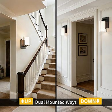 Wall Sconces Set of 2 Modern Vanity Lights Double Clear Glass Matte E26 Base Bathroom Bedroom