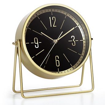 Vintage Metal Mantel Clock Adjustable Angle Silent Non-Ticking Battery Operated Desk Table Decor