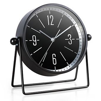 Vintage Metal Mantel Clock Adjustable Angle Silent Non-Ticking Battery Operated Desk Table Decor