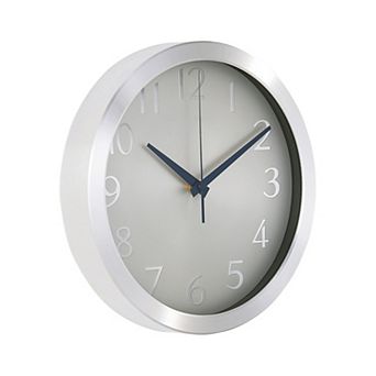 Winston Wall Clock 10" Metal Frame Silent Sweep Quartz Arabic Numerals Glass Lens Battery Operated